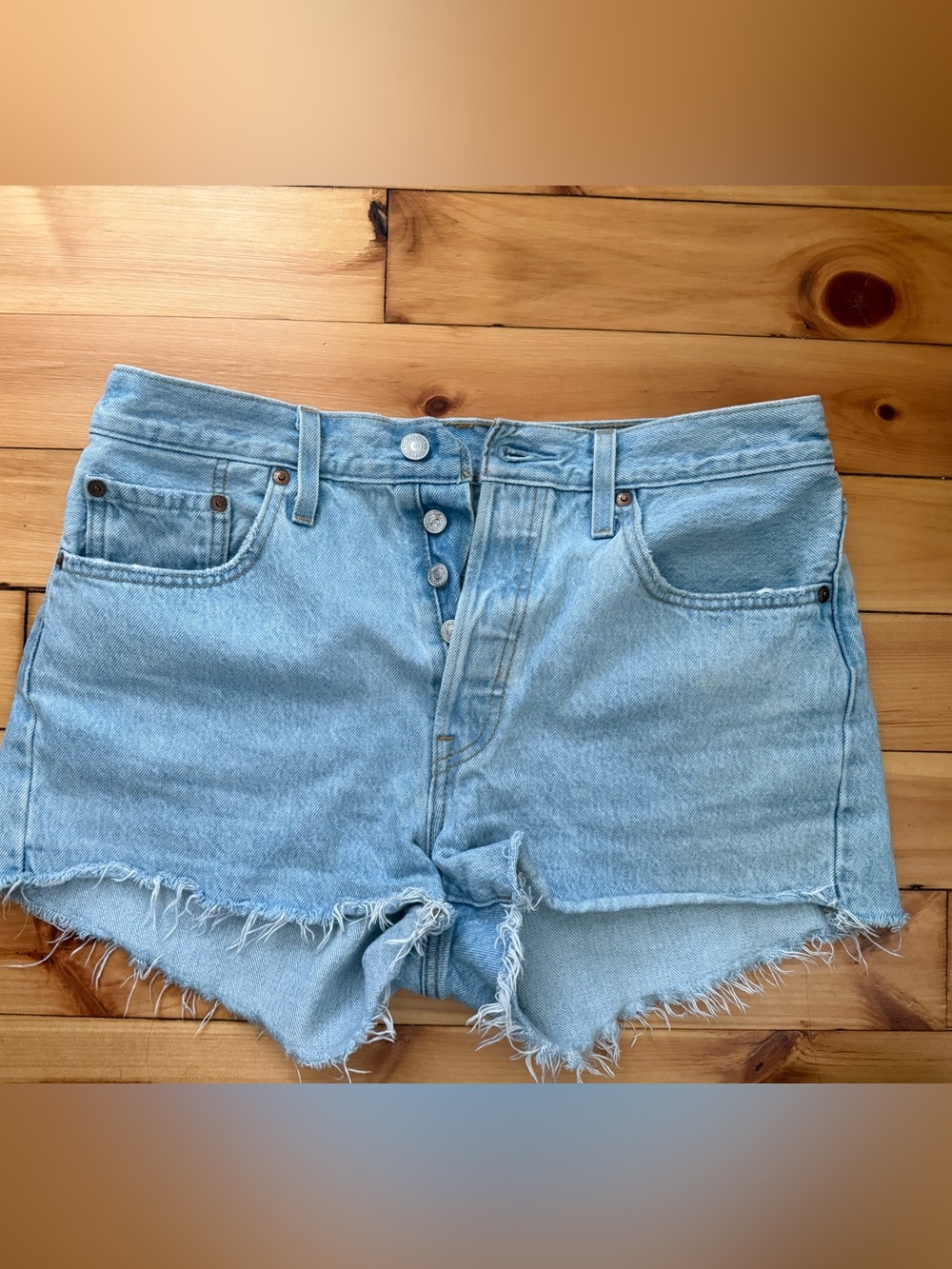 Levi's Light Blue High-Rise Cutoff Jean Shorts